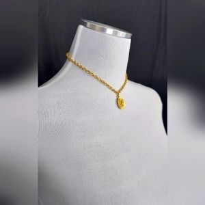 Vintage gold tone cowboy hat rhinestone necklace